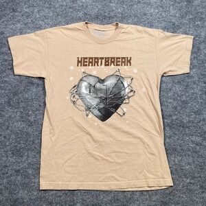Retrovert Mens Heartbreak Barbed Wire Graphic T-Shirt Tan Large Streetwear Tee